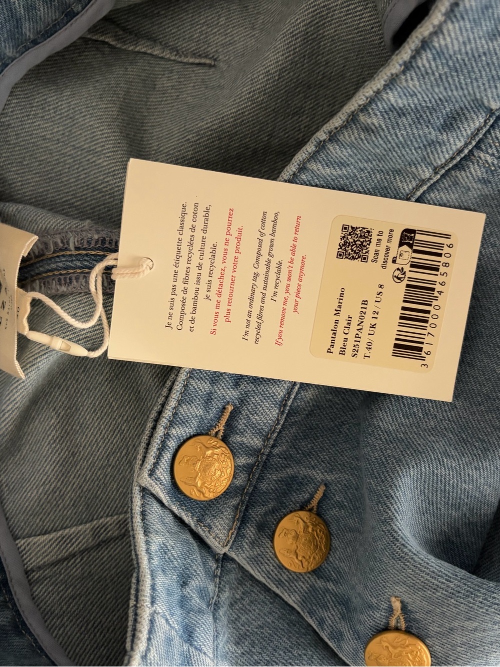 NWT Marino Trouser Light Blue Size 8 - Picture 3 of 3